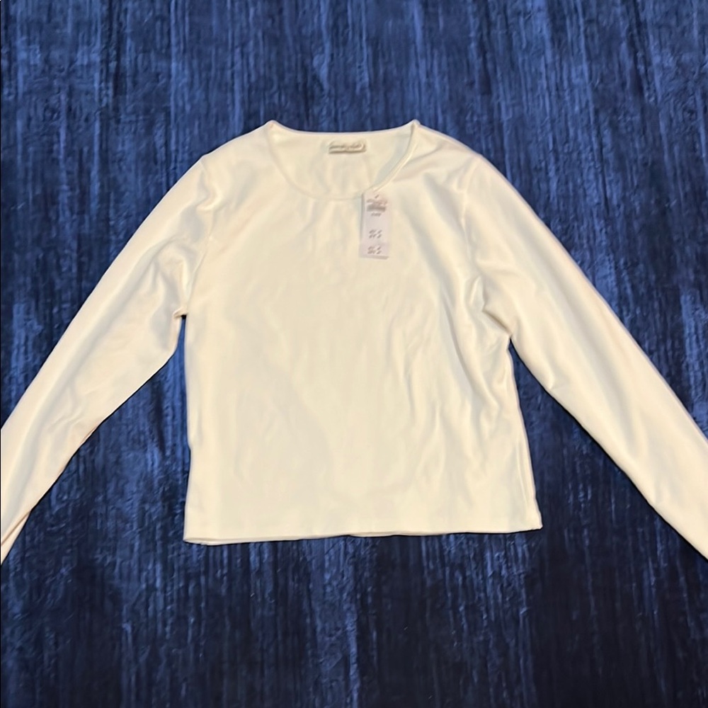 Abercrombie & Fitch Cream Ribbed Long Sleeve Top